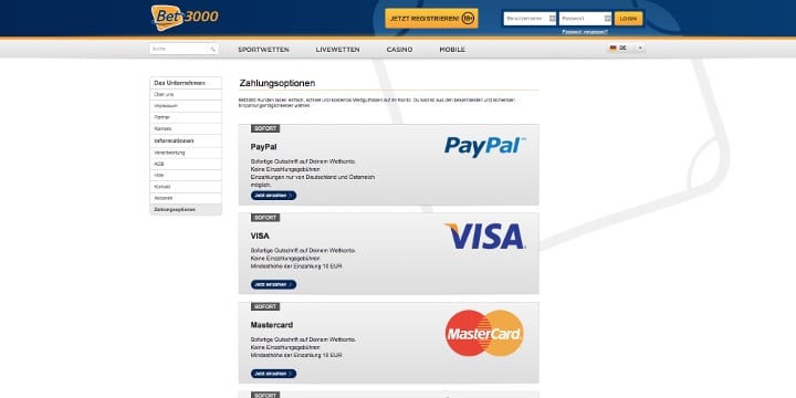 Zahlungsoptionen Bet3000 Zahlungsoptionen Bet3000